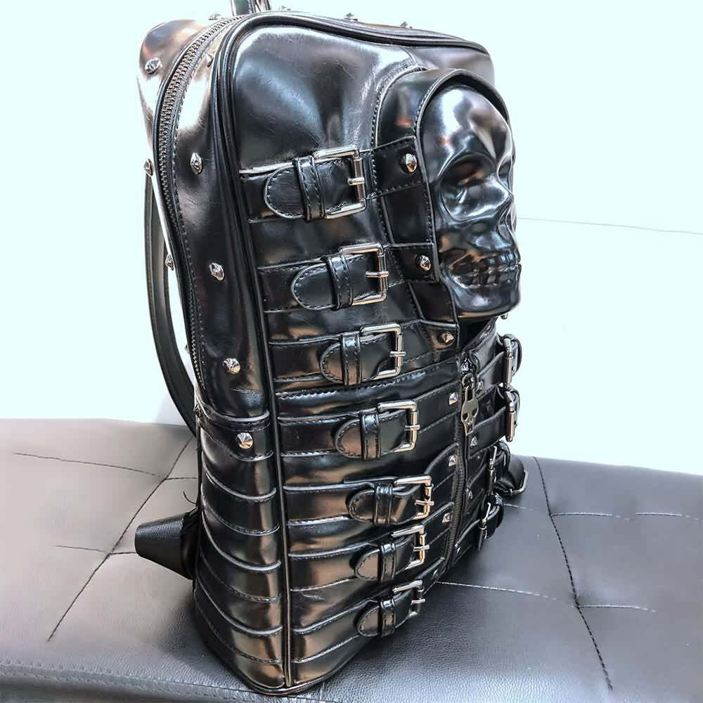 Y2K Grunge Goth Skull Backpack - Retro 90s Fashion, Y2K Club & Party Outfits, Unisex Style