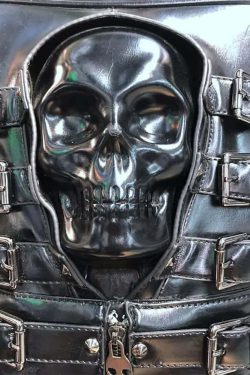 Y2K Grunge Goth Skull Backpack - Retro 90s Fashion, Y2K Club & Party Outfits, Unisex Style