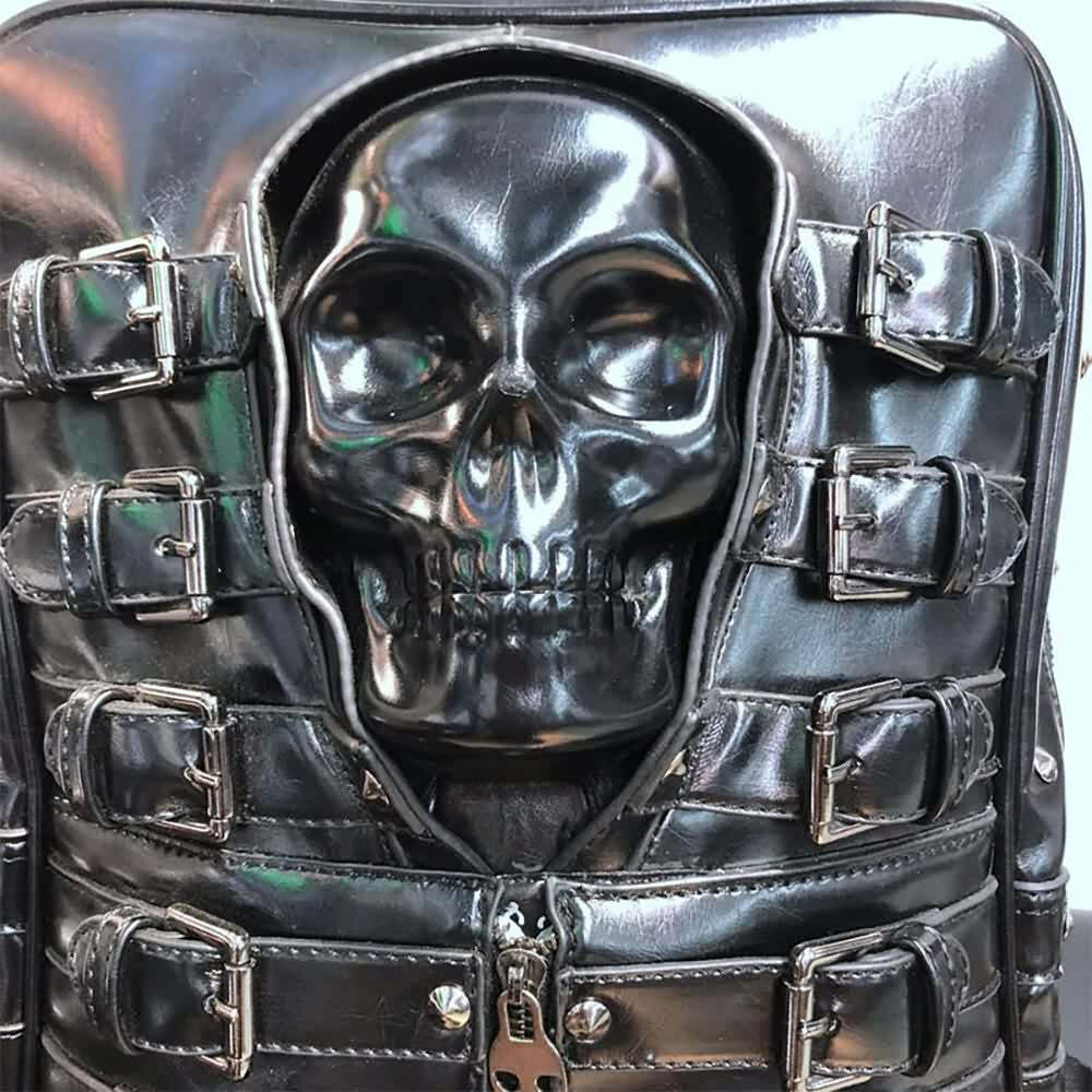 Y2K Grunge Goth Skull Backpack - Retro 90s Fashion, Y2K Club & Party Outfits, Unisex Style