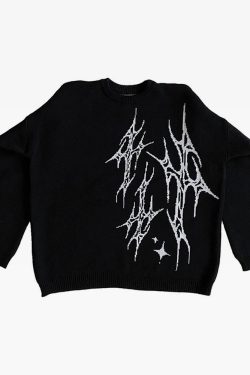 Y2K Grunge Goth Sweater - Retro 90s Fashion, Summer Outfits, and Pastel Goth Styles