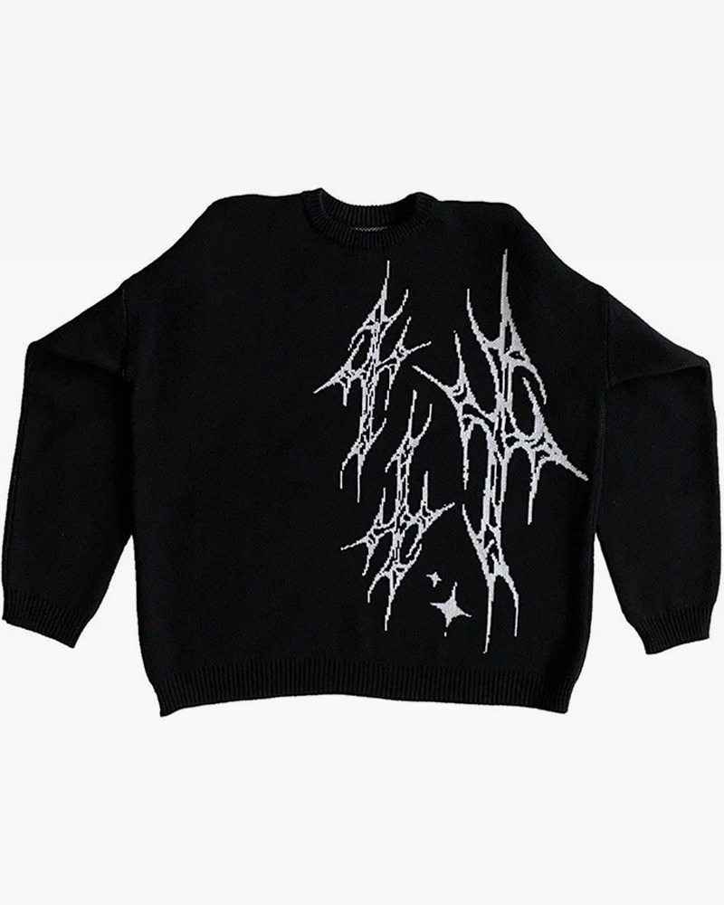 Y2K Grunge Goth Sweater - Retro 90s Fashion, Summer Outfits, and Pastel Goth Styles