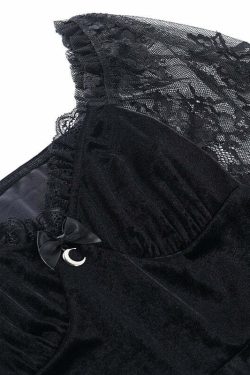 Y2K Grunge Goth Velours Vampire A-Line Dress - Retro 90s Summer Party Outfit