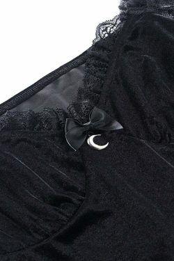 Y2K Grunge Goth Velours Vampire A-Line Dress - Retro 90s Summer Party Outfit