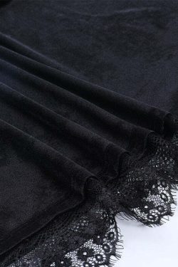 Y2K Grunge Goth Velours Vampire A-Line Dress - Retro 90s Summer Party Outfit