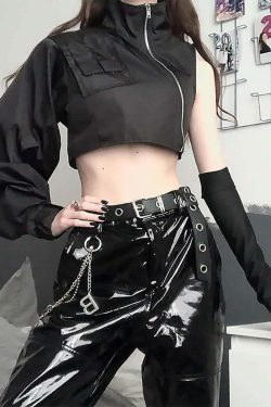Y2K Grunge Gothic Baggy Crop Jacket - 90s Retro Summer Outfit, Y2K Club & Party Fashion