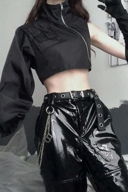 Y2K Grunge Gothic Baggy Crop Jacket - 90s Retro Summer Outfit, Y2K Club & Party Fashion