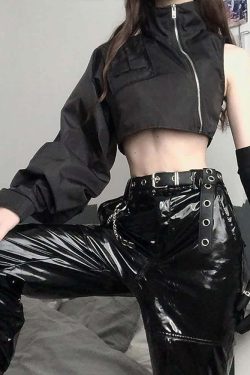 Y2K Grunge Gothic Baggy Crop Jacket - 90s Retro Summer Outfit, Y2K Club & Party Fashion