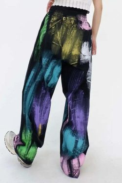 Y2K Grunge Gothic Bohemian Tie Dye Loose Fit Pants - Retro 90s Summer Festival Outfit