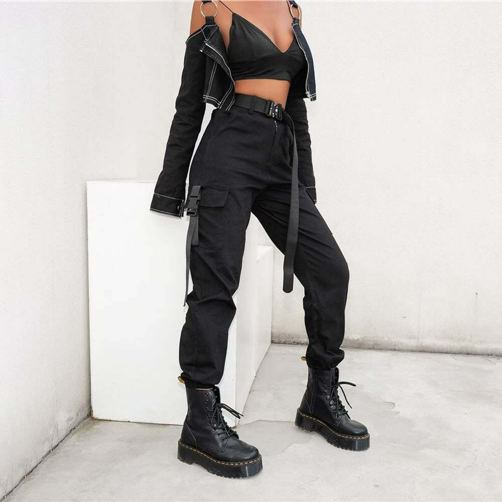 Y2K Grunge Gothic Buckle Strap Cargo Pants - Retro 90s Fashion, Y2K Summer & Club Outfits