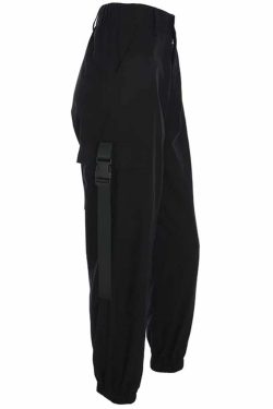 Y2K Grunge Gothic Buckle Strap Cargo Pants - Retro 90s Fashion, Y2K Summer & Club Outfits