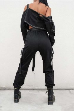 Y2K Grunge Gothic Buckle Strap Cargo Pants - Retro 90s Fashion, Y2K Summer & Club Outfits