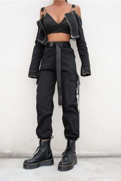 Y2K Grunge Gothic Buckle Strap Cargo Pants - Retro 90s Fashion, Y2K Summer & Club Outfits