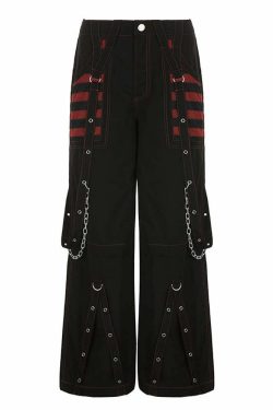 Y2K Grunge Gothic Electro Baggy Pants - Retro 90s Fashion, Summer Y2K Outfits