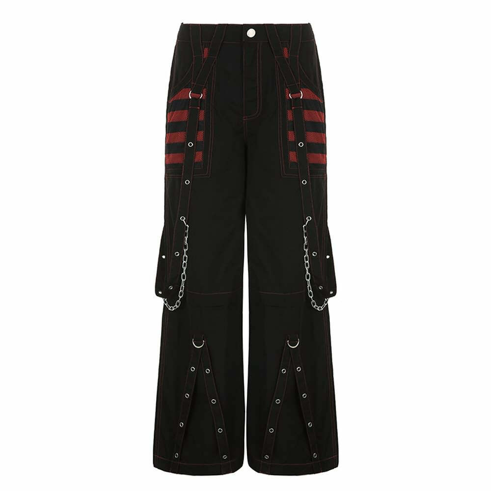Y2K Grunge Gothic Electro Baggy Pants - Retro 90s Fashion, Summer Y2K Outfits