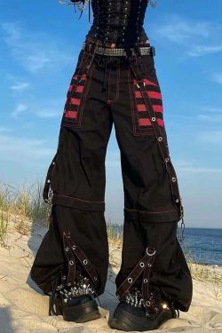 Y2K Grunge Gothic Electro Baggy Pants - Retro 90s Fashion, Summer Y2K Outfits