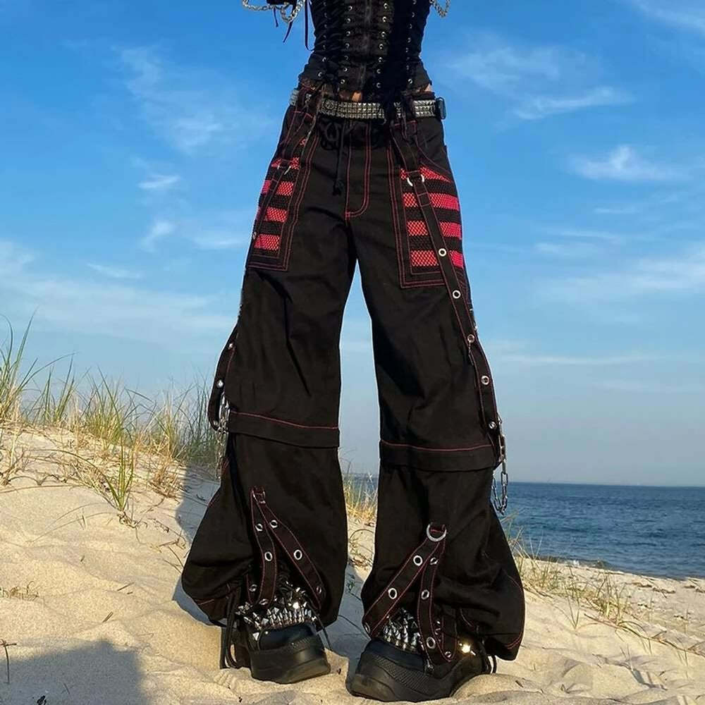 Y2K Grunge Gothic Electro Baggy Pants - Retro 90s Fashion, Summer Y2K Outfits