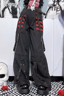 Y2K Grunge Gothic Electro Baggy Pants - Retro 90s Fashion, Summer Y2K Outfits