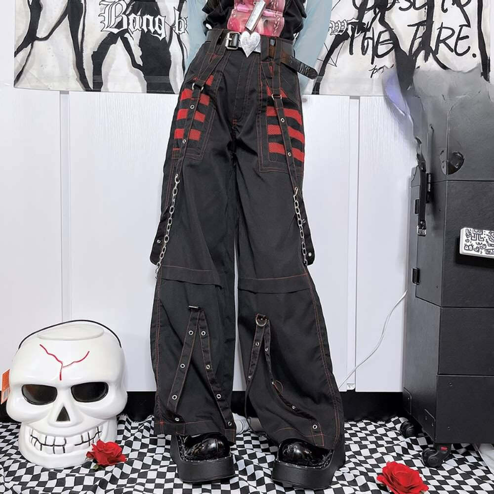 Y2K Grunge Gothic Electro Baggy Pants - Retro 90s Fashion, Summer Y2K Outfits