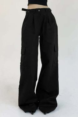 Y2K Grunge Gothic Loose Fit Cargo Trousers - Retro 90s Summer Outfit for Women