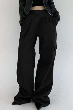 Y2K Grunge Gothic Loose Fit Cargo Trousers - Retro 90s Summer Outfit for Women