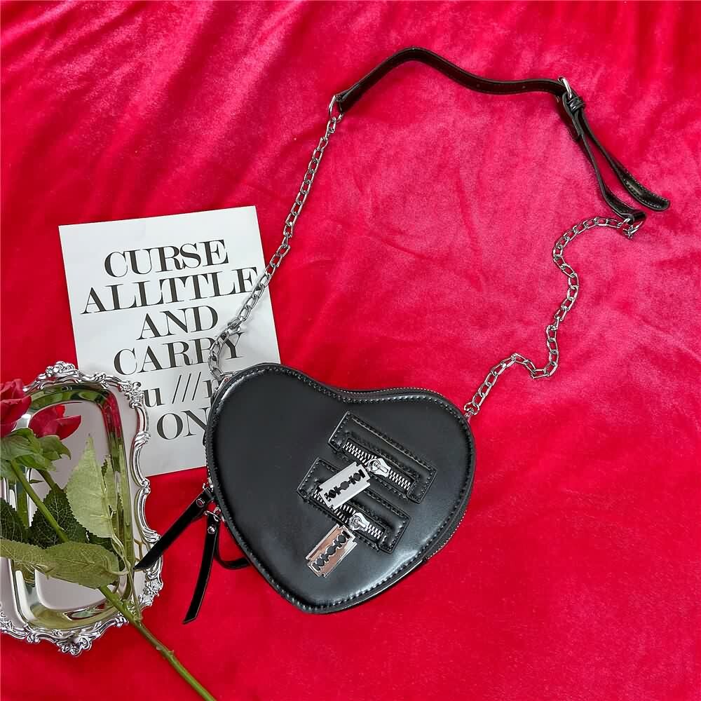 Y2K Grunge Gothic Punk Heart Shoulder Bag - Retro 90s Fashion, Y2K Summer & Party Outfits