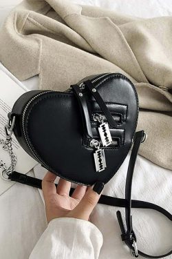 Y2K Grunge Gothic Punk Heart Shoulder Bag - Retro 90s Fashion, Y2K Summer & Party Outfits