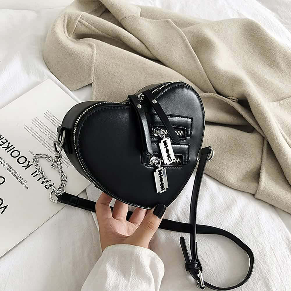 Y2K Grunge Gothic Punk Heart Shoulder Bag - Retro 90s Fashion, Y2K Summer & Party Outfits