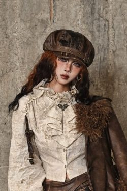 Y2K Grunge Gothic Punk Leather Metal Studded Hat - Retro 90s Fashion, Y2K Club Outfit