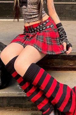 Y2K Grunge Gothic Punk Plaid Pleated Mini Skirt - Retro 90s Fashion, Summer Y2K Outfits