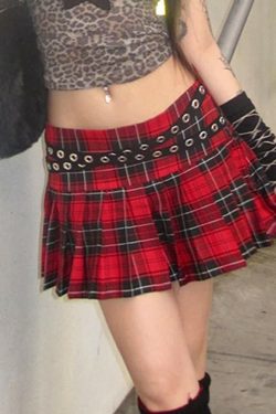 Y2K Grunge Gothic Punk Plaid Pleated Mini Skirt - Retro 90s Fashion, Summer Y2K Outfits