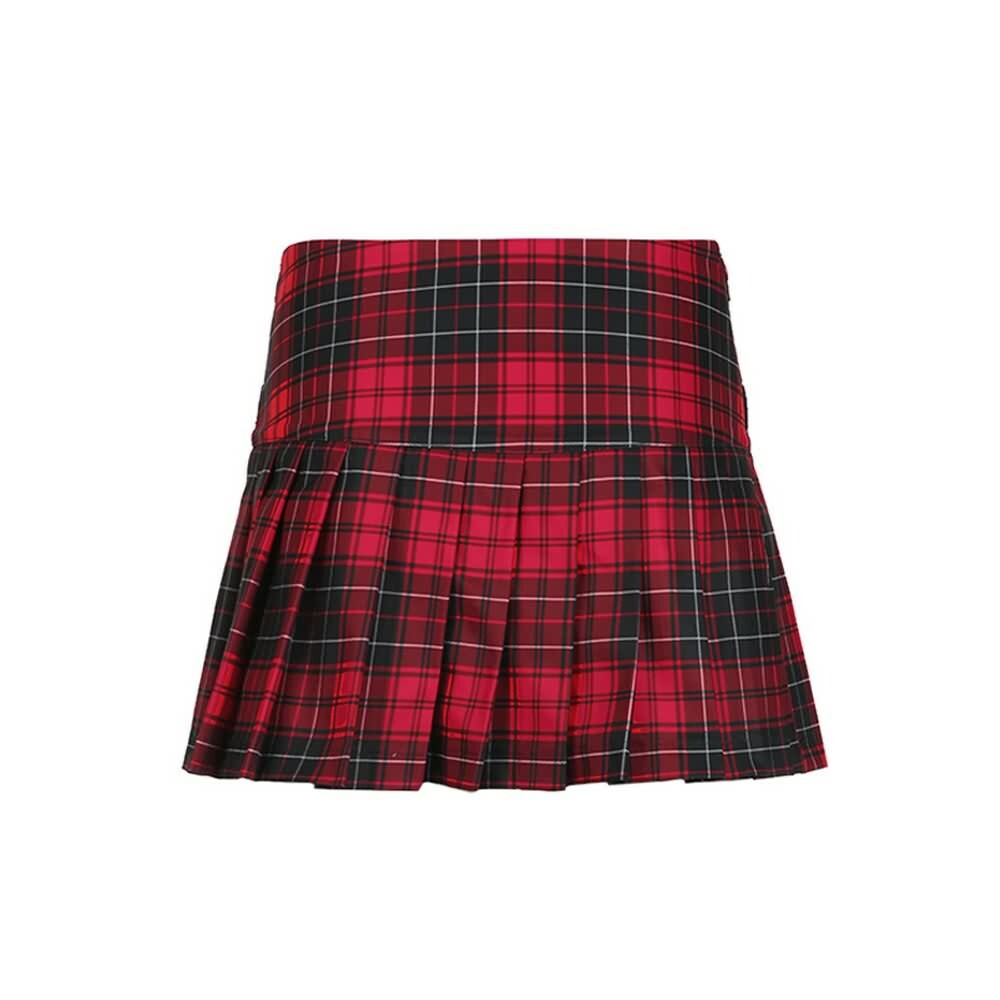 Y2K Grunge Gothic Punk Plaid Pleated Mini Skirt - Retro 90s Fashion, Summer Y2K Outfits