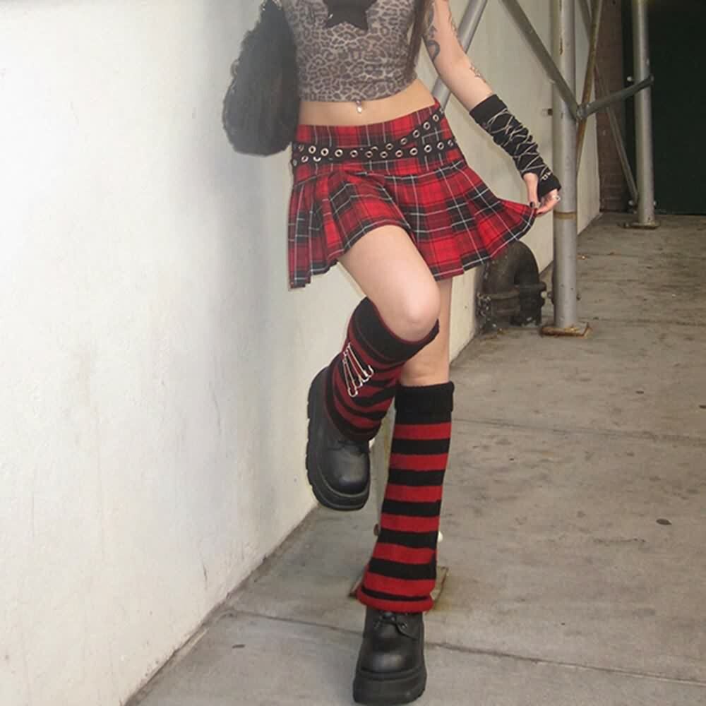 Y2K Grunge Gothic Punk Plaid Pleated Mini Skirt - Retro 90s Fashion, Summer Y2K Outfits