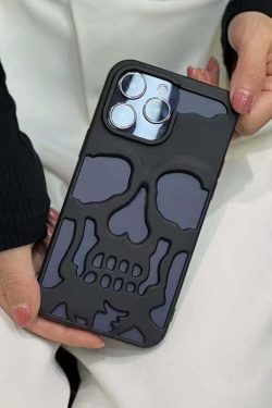Y2K Grunge Gothic Skull Phone Case - Retro 90s Style for Y2K Fashion and Summer Outfits