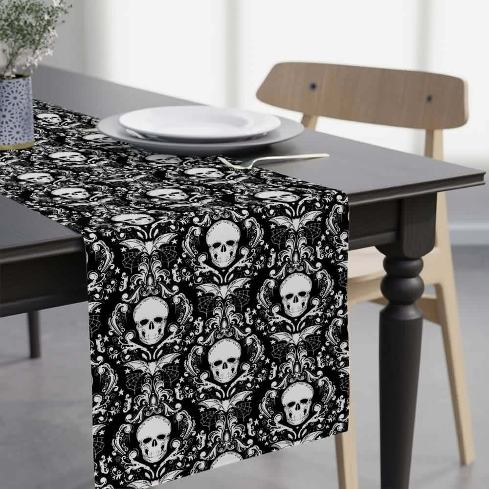 Y2K Grunge Gothic Skull Table Runner - Perfect for Retro 90s Party, Summer Y2K Outfits Decor