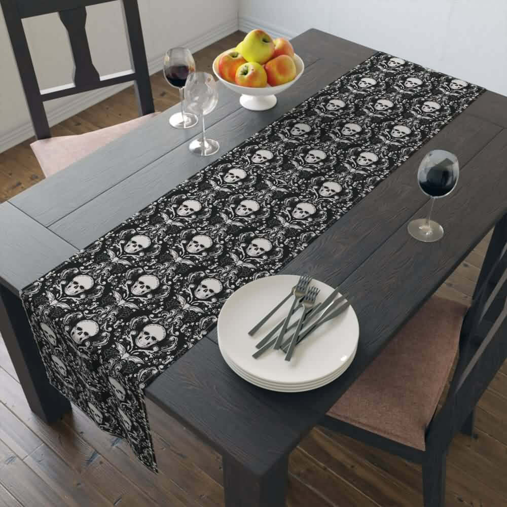 Y2K Grunge Gothic Skull Table Runner - Perfect for Retro 90s Party, Summer Y2K Outfits Decor