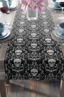 Y2K Grunge Gothic Skull Table Runner - Perfect for Retro 90s Party, Summer Y2K Outfits Decor