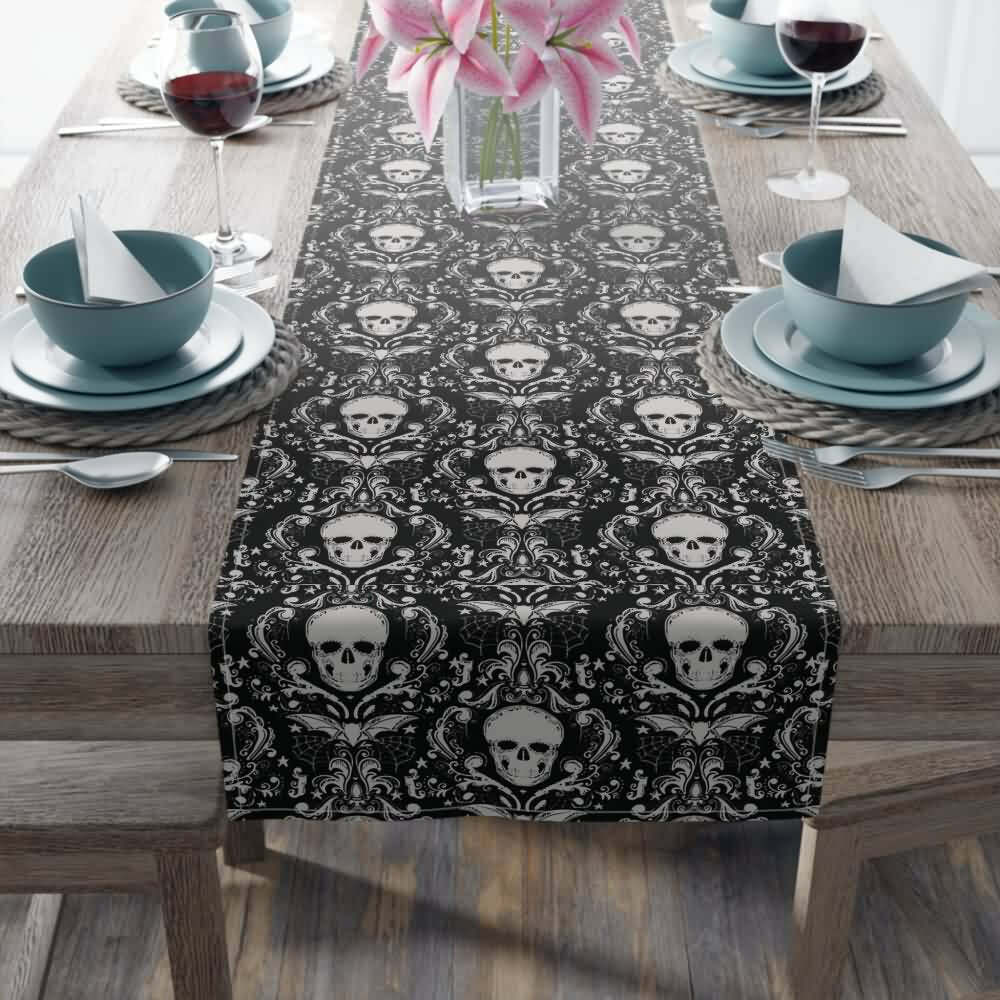 Y2K Grunge Gothic Skull Table Runner - Perfect for Retro 90s Party, Summer Y2K Outfits Decor