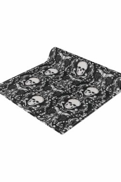 Y2K Grunge Gothic Skull Table Runner - Perfect for Retro 90s Party, Summer Y2K Outfits Decor