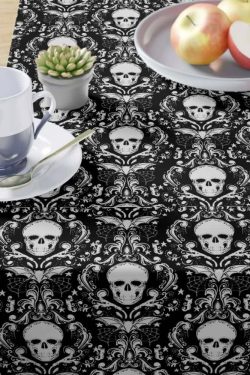Y2K Grunge Gothic Skull Table Runner - Perfect for Retro 90s Party, Summer Y2K Outfits Decor