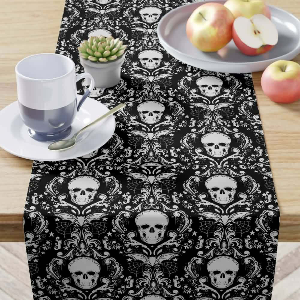 Y2K Grunge Gothic Skull Table Runner - Perfect for Retro 90s Party, Summer Y2K Outfits Decor