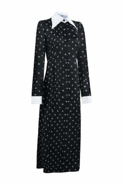 Y2K Grunge Gothic Wednesday Addams Long Dress Cosplay - Retro 90s Summer Party Outfit