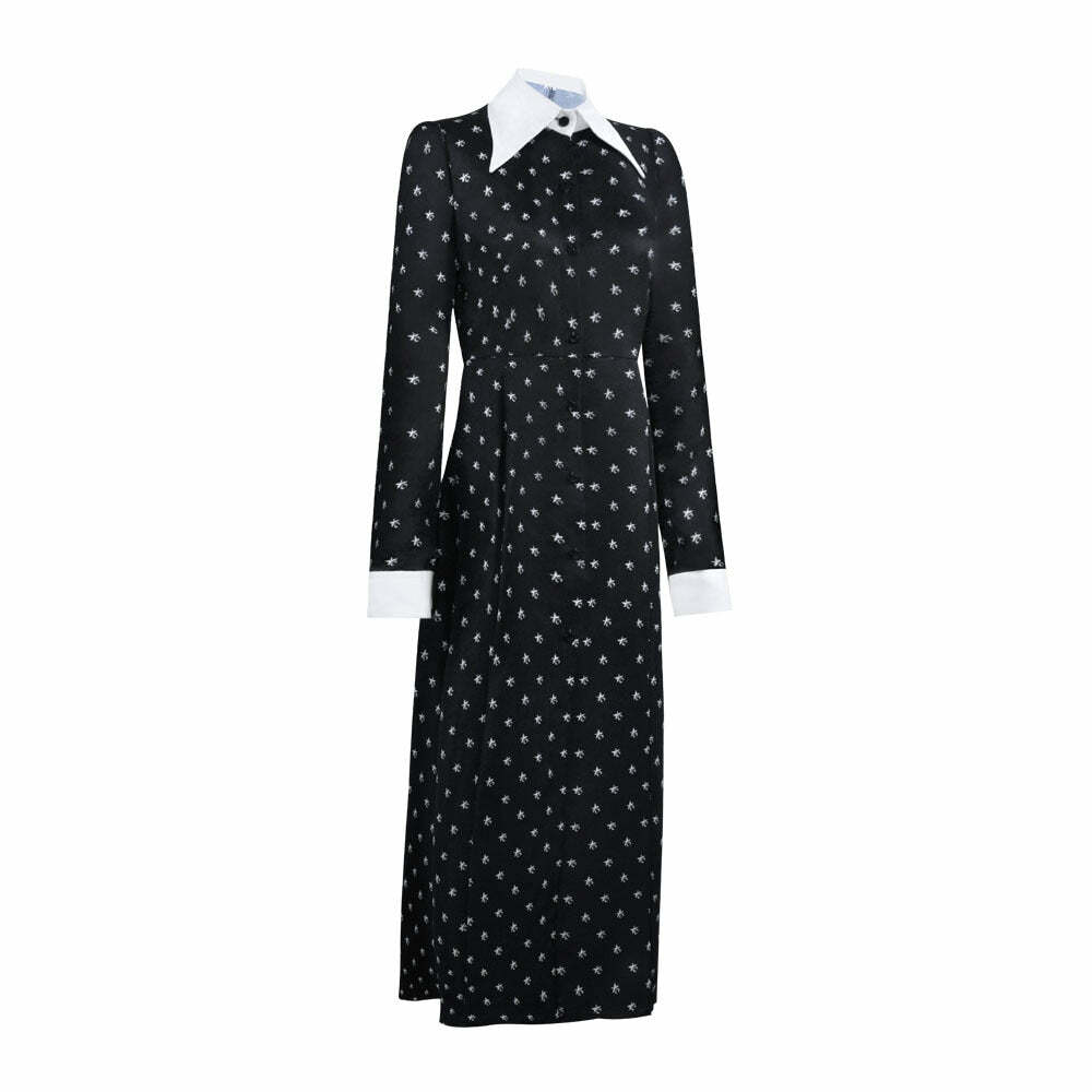 Y2K Grunge Gothic Wednesday Addams Long Dress Cosplay - Retro 90s Summer Party Outfit