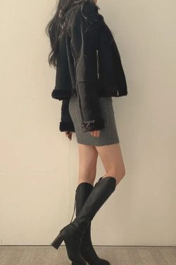 Y2K Grunge Gray Sweater Dress - Retro 90s Fashion, Summer Y2K Outfit, Pastel Goth Style