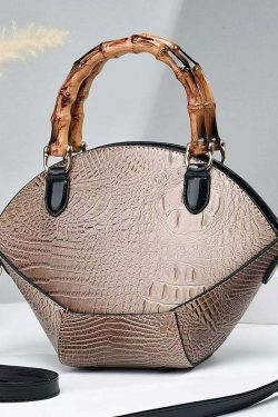 Y2K Grunge Green Embossed Faux Leather Tote Handbag - Retro 90s Fashion, Y2K Summer Style