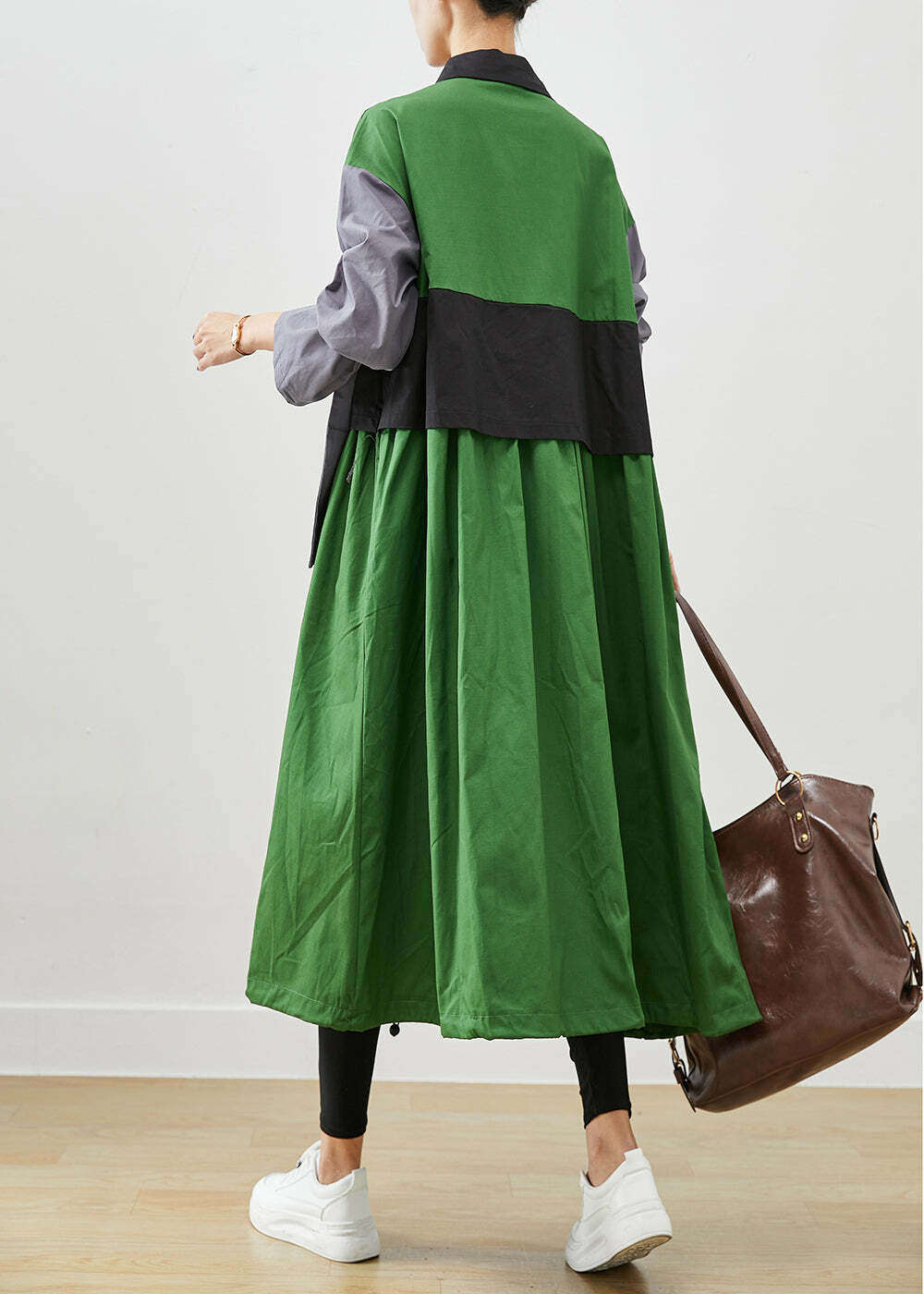 Y2K Grunge Green Oversized Patchwork Cotton Coat - Retro 90s Fashion, Summer & Fall Style