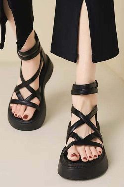 Y2K Grunge Green Platform Sandals - Faux Leather, Handmade, Cross Strap, Retro 90s Style