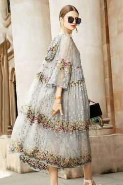 Y2K Grunge Grey V Neck Embroidered Tulle Dress Set - Retro 90s Summer Party Outfit