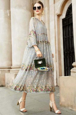 Y2K Grunge Grey V Neck Embroidered Tulle Dress Set - Retro 90s Summer Party Outfit