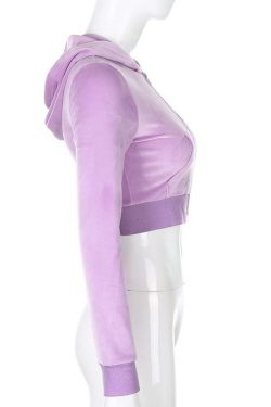 Y2K Grunge Half Zip Crop Hoodie - 90s Retro Summer Outfit, Y2K Party & Club Fashion
