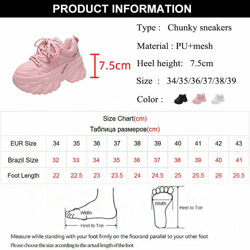 Y2K Grunge Harajuku Chunky Platform Sneakers - Retro 90s Fashion, Summer & Party Outfits